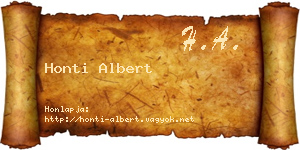 Honti Albert névjegykártya